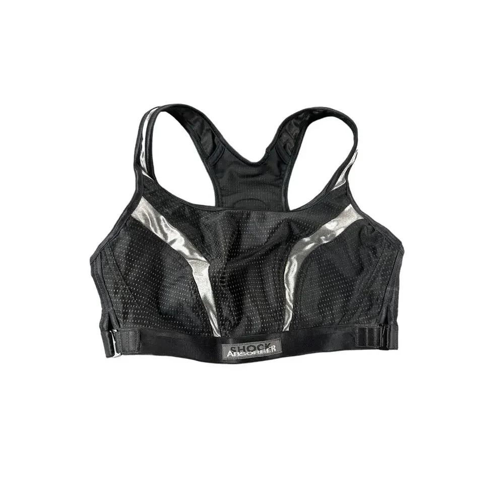NWT Shock Absorber Black Medium Support Adjustable Bra Top Women's Size 36B